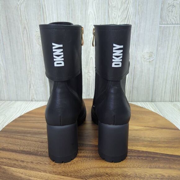 DKNY Black Lace Up Ultra High Heel Combat Boots Womens Size 7 K4982241 - Picture 6 of 12